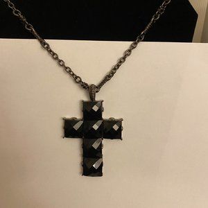 VINTAGE CROSS WITH BLACK STONES